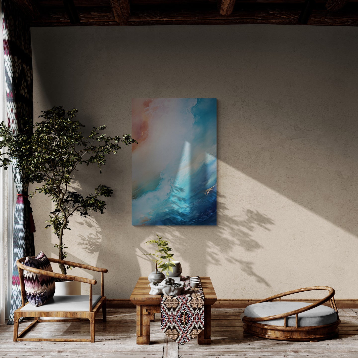 Beach shore canvas in mediterranean interior